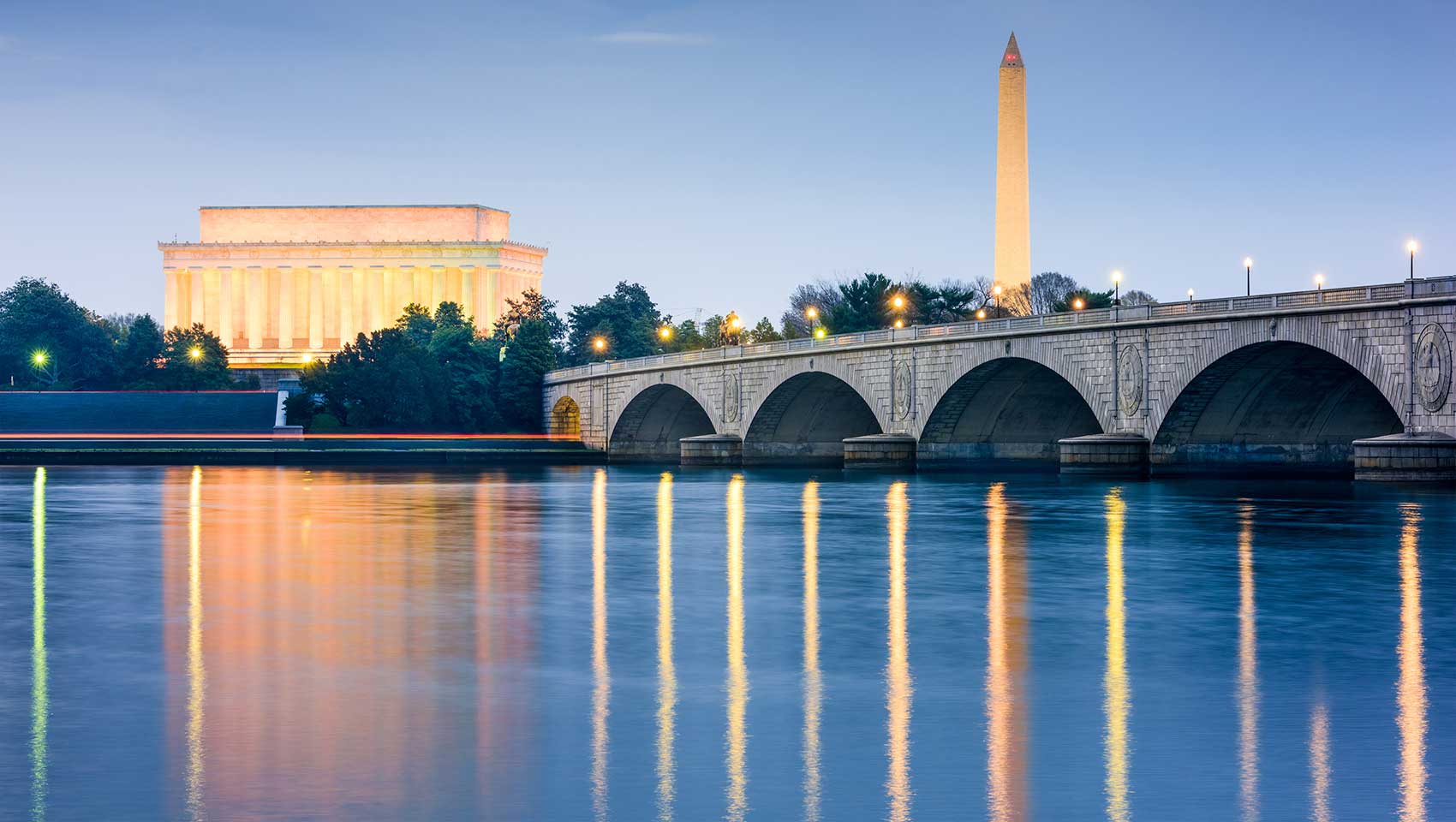 View of Washington monument and bridge