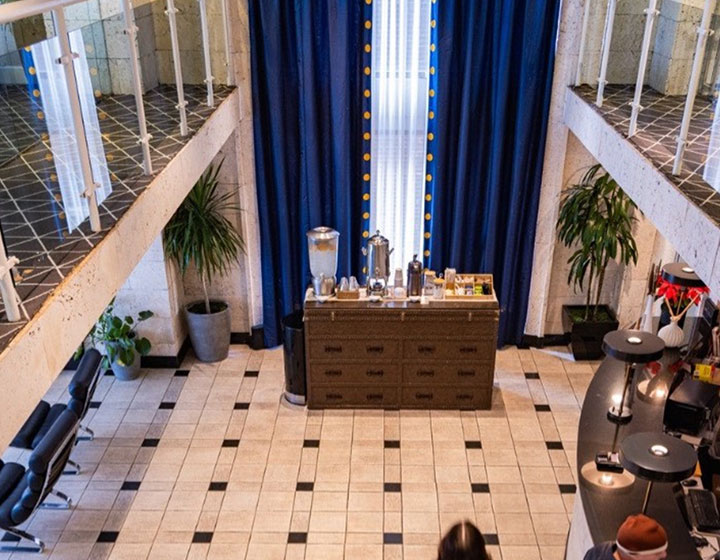 overhead view of the lobby
