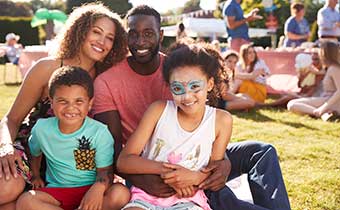 kids and parents at an outdoor event