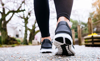 close up of a runner's shoes