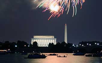 fireworks over Washington Monument